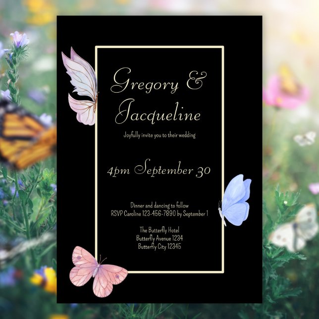 Custom Simple Elegant Watercolor Butterfly Wedding Invitation (Creator Uploaded)