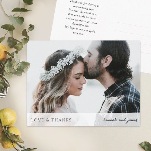 Custom Simple Elegant Wedding Photo Thank You Postcard