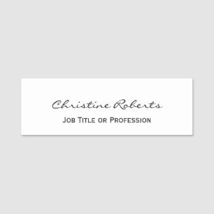 Custom Simple Elegant White Business Employee Name Tag