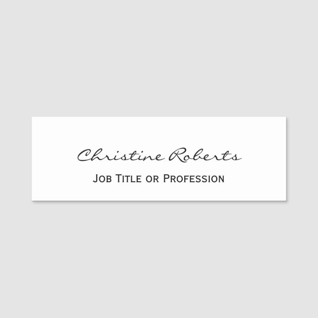 Custom Simple Elegant White Business Employee  Name Tag (Front)