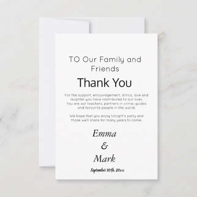 Custom Simple Elegant White Wedding Thank You Card | Zazzle