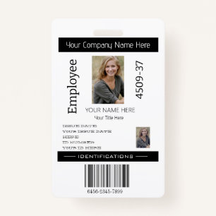 Custom Simple Employee Photo ID Company Security Badge