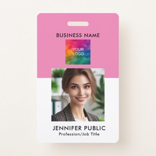 Custom Simple Employee Photo QR Code Company Logo Badge