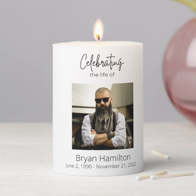 Custom Simple Funeral Celebration of Life Candle (In Situ)