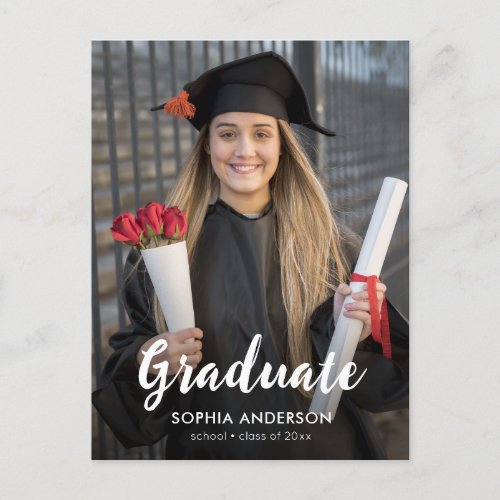 Custom Simple graduate script photo graduation Invitation Postcard