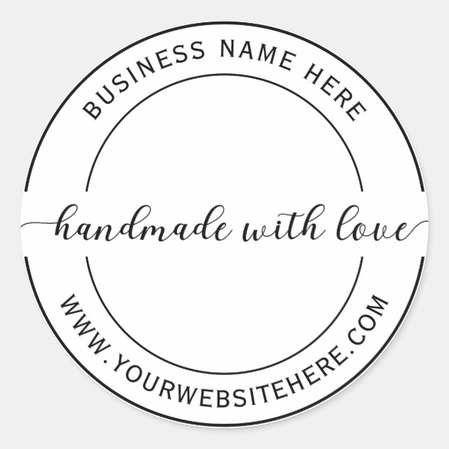 Custom Simple Handmade With Love Classic Round Sticker (Front)