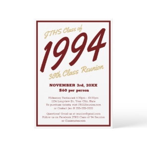 Custom Simple High School Class Reunion Invitation