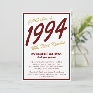 Custom Simple High School Class Reunion Invitation