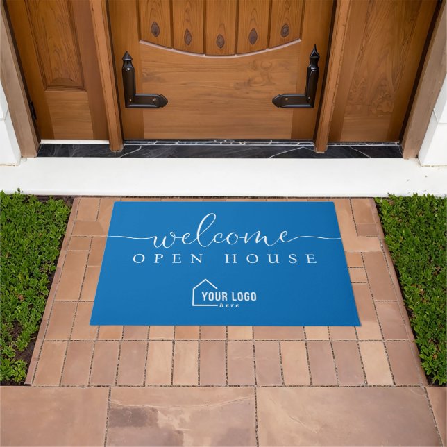 Custom Simple Logo Welcome Open House Real Estate Doormat (Outdoor)