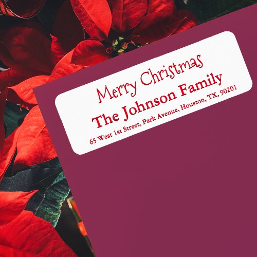 Custom Simple Merry Christmas Family Name Script Label