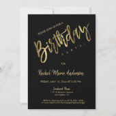 Custom Simple Minimalist Black Birthday Party Invitation (Front)