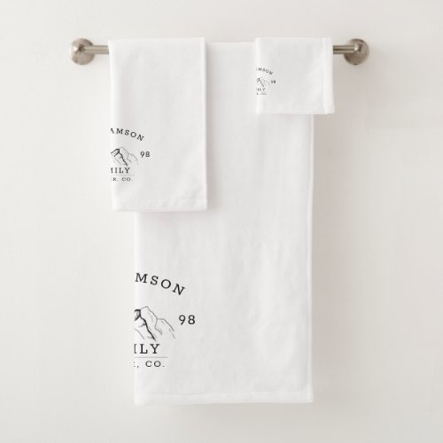 Custom Simple Minimalist Family Cabin Mountains Bath Towel Set