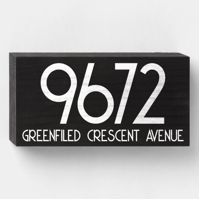 Custom Simple Modern Black House Number Plaque (Front Horizontal)