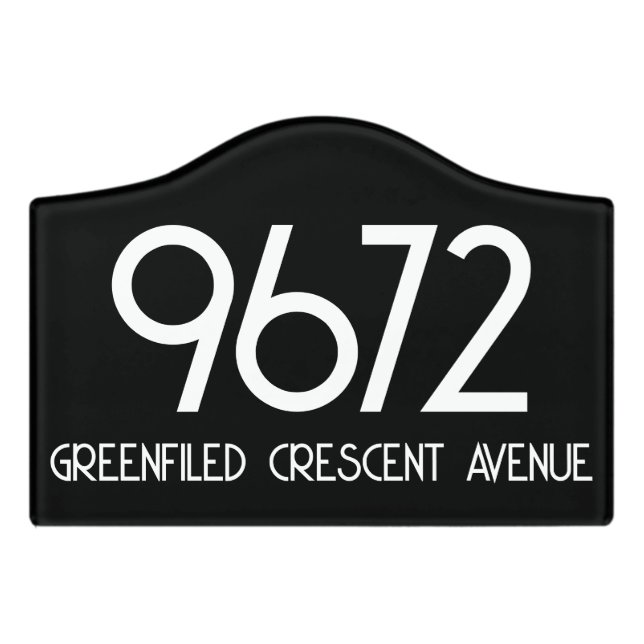 Custom Simple Modern Black House Number Plaque Door Sign (Small Crest Front)