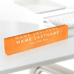 Custom Simple Modern Black White Title Desk Name Plate