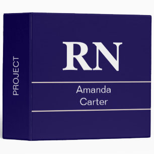 Custom Simple Modern Blue Nurse 3 Ring Binder