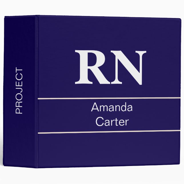Custom Simple Modern Blue Nurse 3 Ring Binder (Front/Spine)