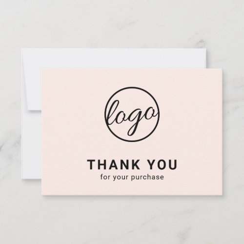 Custom Simple Modern Blush Pink Logo Business Thank You Card