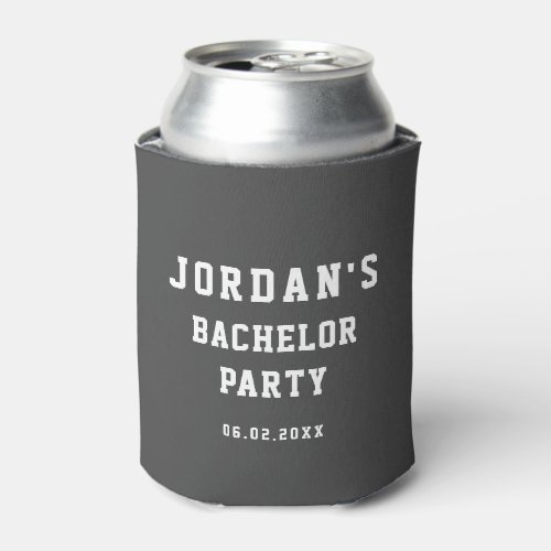 Custom Simple Modern Cool Bachelor Party Gray Can Cooler