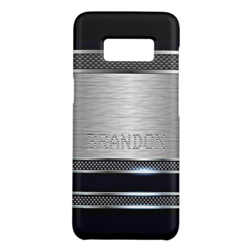 Custom Simple Modern Faux Metallic Stripes Pattern Case_Mate Samsung Galaxy S8 Case
