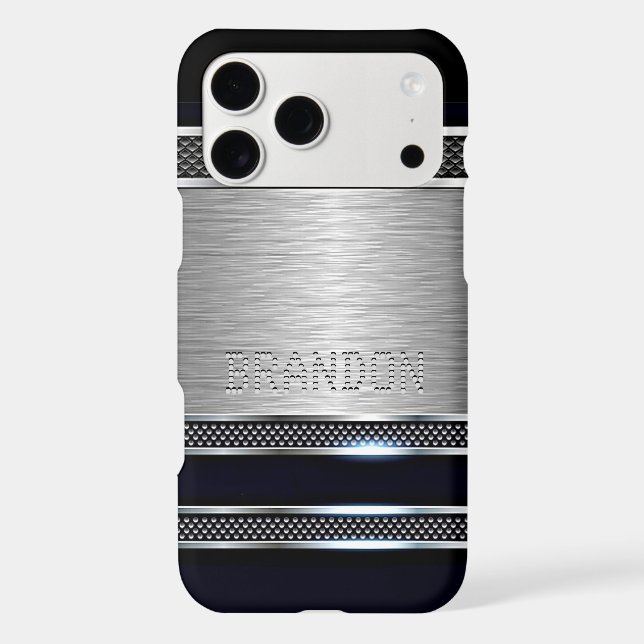 Custom Simple Modern Faux Metallic Stripes Pattern Iphone Case (Back)