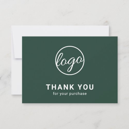 Custom Simple Modern Forest Green Logo Business Thank You Card