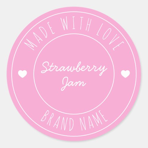 Custom Simple Modern Jam Canning Pink Classic Round Sticker