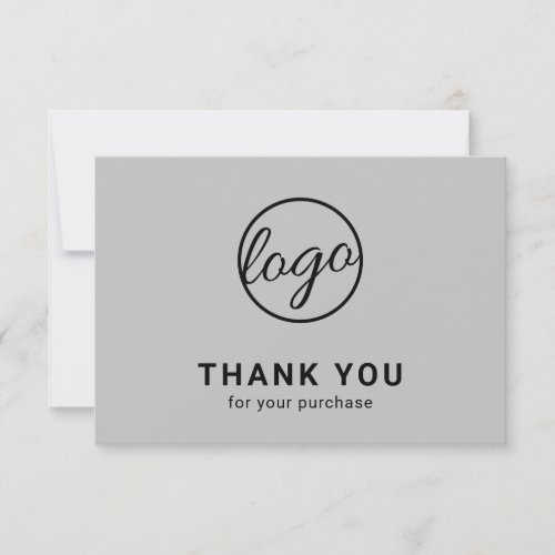 Custom Simple Modern Light Gray Logo Business Thank You Card