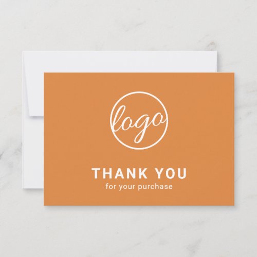 Custom Simple Modern Orange Logo Business Thank You Card