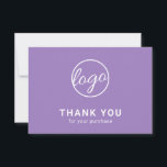 Custom Simple Modern Pastel Purple Logo Business Thank You Card<br><div class="desc">Custom pastel purple business thank you card featuring a minimalist design with your logo on the front along with "Thank you for your purchase". The backside has your personal message. A basic and plain design that still comes across as professional. This simple thank you card is great for any type...</div>