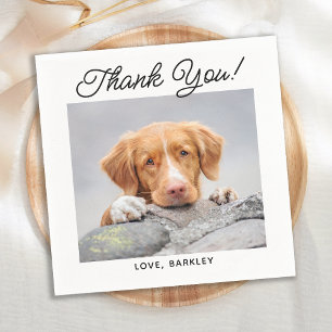 Custom Simple Modern Photo Cute Dog Pet Wedding Napkins