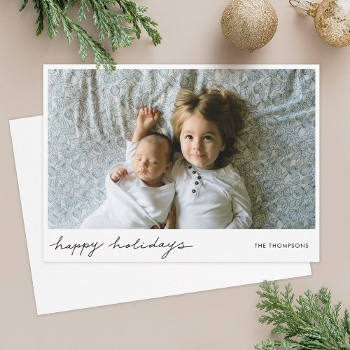 Custom Simple Modern Photo Happy Holidays Card