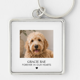 Custom Simple Modern Photo Pet Memorial Keychain