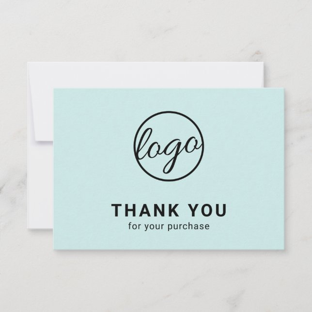 Custom Simple Modern Turquoise Logo Business Thank You Card (Front)