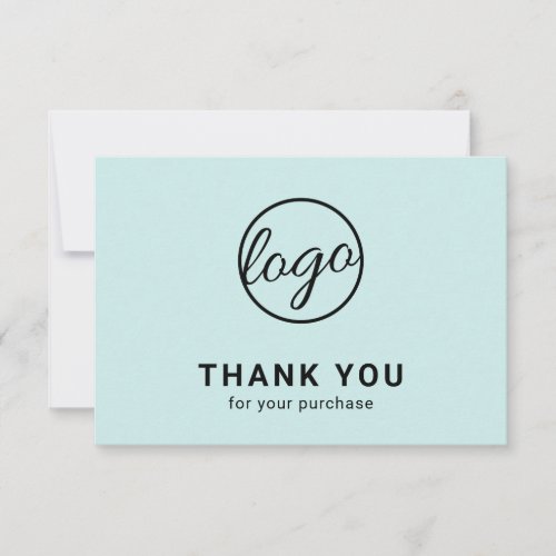 Custom Simple Modern Turquoise Logo Business Thank You Card