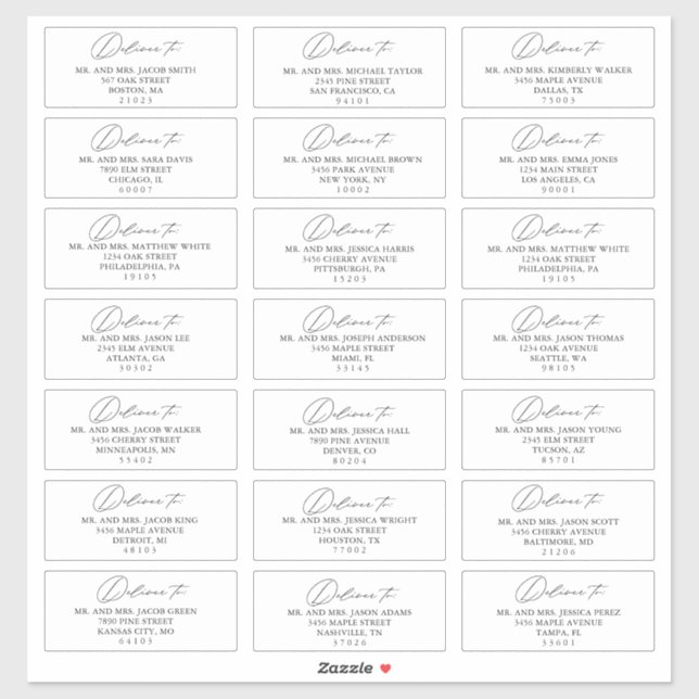 Custom Simple Modern Wedding Guest Address Labels (Sheet)