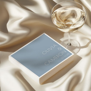 Custom Simple Modern Wedding Muted Dusty Blue Napkins