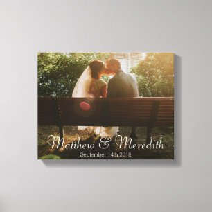 Custom Simple Modern Wedding or Anniversary Photo Canvas Print