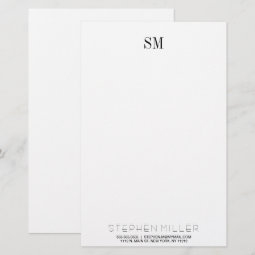 Custom Simple Monogram Initials & Name Stationary Stationery | Zazzle