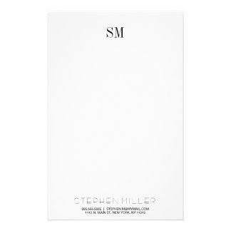Custom Simple Monogram Initials & Name Stationary Stationery