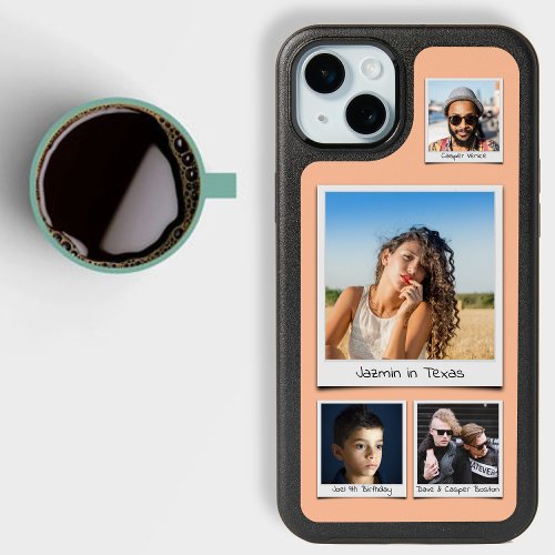 Custom Simple Photo Collage Peach Otterbox iPhone 15 Plus Case