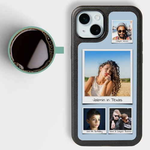 Custom Simple Photo Collage Powder Blue Otterbox iPhone 15 Plus Case