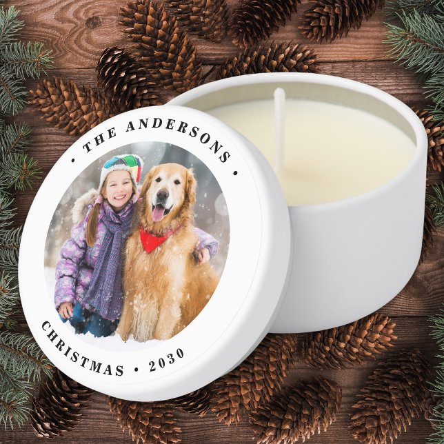 Custom Simple Photo Personalized Family Christmas  Mini Candle Favors (Creator Uploaded)