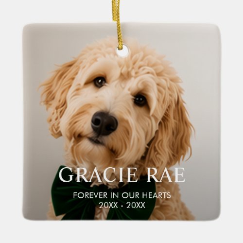 Custom Simple Photo Pet Memorial Ceramic Ornament