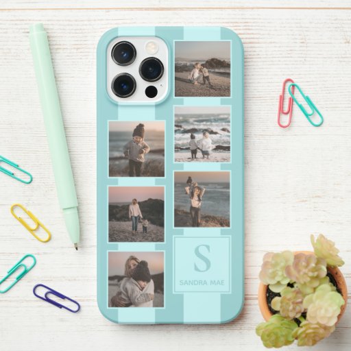 Custom Simple Photos Collage Robin Egg Blue Green iPhone 12 Pro Max Case