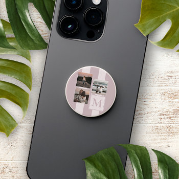 Custom Simple Photos Grid On Pastel Mauve Taupe Popsocket by All_In_Cute_Fun at Zazzle