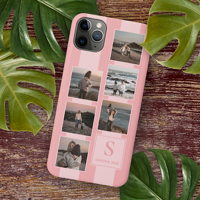 Custom Simple Photos On Dusty Coral Red Blush Pink iPhone Case (Creator Uploaded)