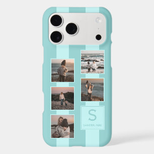Custom Simple Photos On Light Teal Turquoise Blue iPhone 17 Pro Max Case