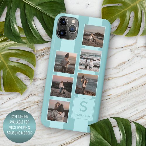 Custom Simple Photos On Light Teal Turquoise Blue iPhone 11 Pro Max Case