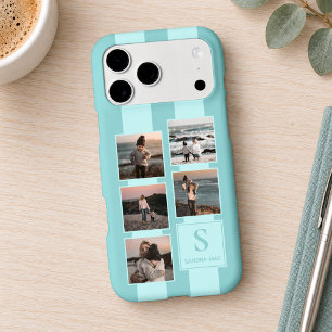 Custom Simple Photos On Light Teal Turquoise Blue Iphone 18 Pro Max Case